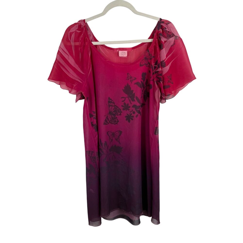 Daniel Benjamin Sheer Tunic Butterfly Blouse Fairy Y2K Sheer Womens Size Large